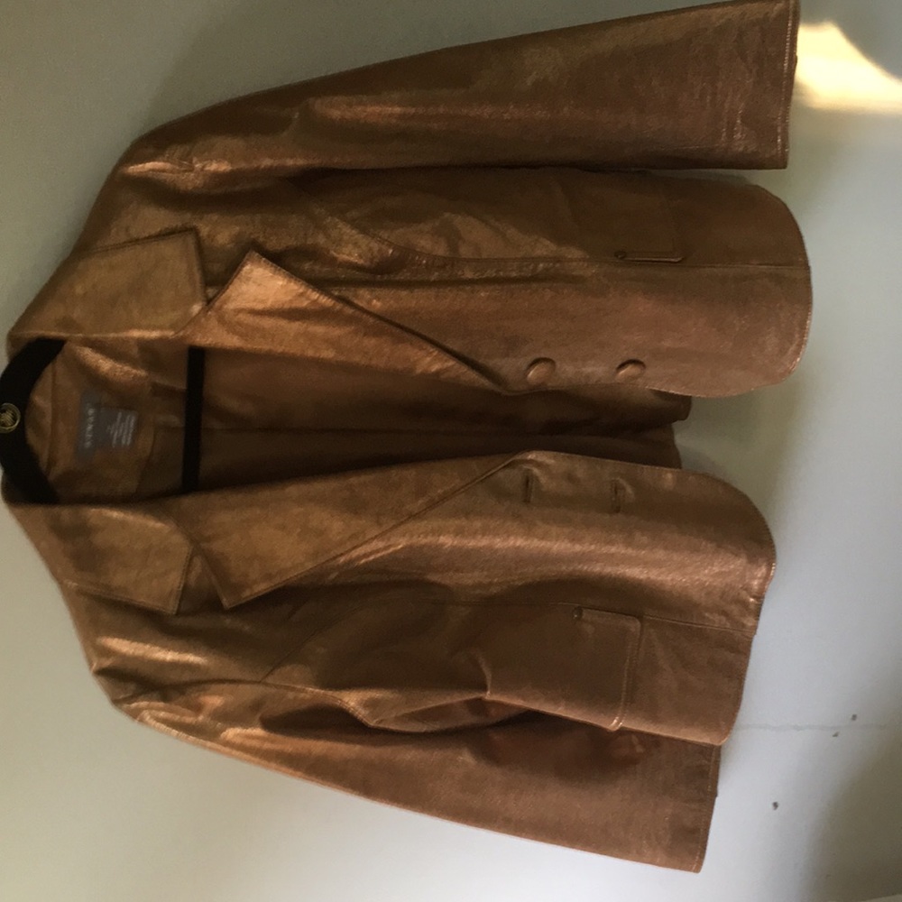 Kenar metallic bronze genuine leather jacket Sz 16